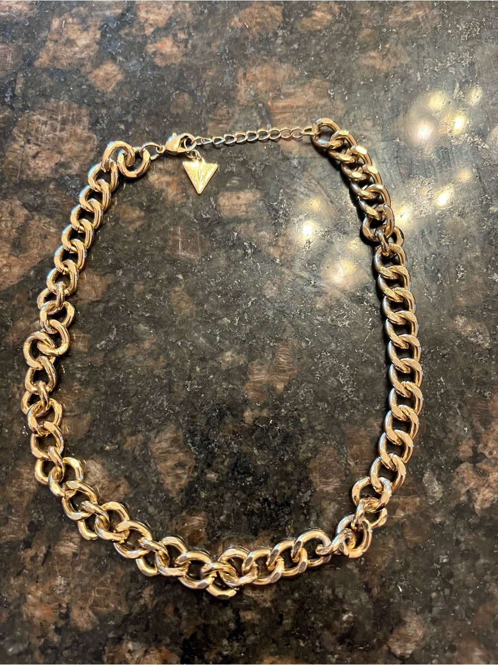 GUESS Gold-Tone Chunky Curb Chain Choker Necklace